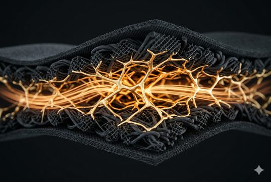 Active Control 主動控溫 — 金色熱導網絡在材料內部流動