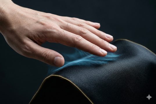 Sensation 涼感觸覺 — 手掌懸浮於高質感布料上方感受即時涼感