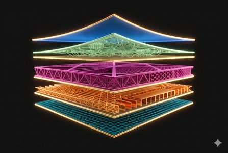 機能新增 — 多層材料結構示意新功能疊加