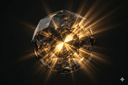 高價值 — 晶體內部金色光芒象徵超越期待的性能突破